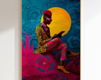 Impression d'art de la diaspora africaine : portrait coloré (téléchargement numérique)