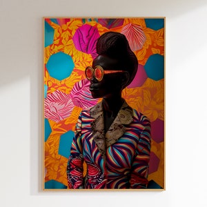African Woman Art Print: Abstract Portrait, Colorful Wall Decor (Digital Download)