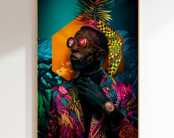 African Abstract Art Print: Colorful Portrait (Digital Download)