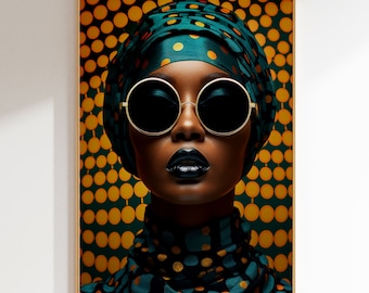 African Woman Portrait Art Print: Bold Colors (Digital Download)