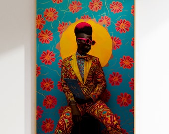 Impression d'art de la diaspora africaine : portrait coloré (téléchargement numérique)
