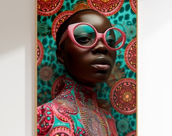 African Woman Portrait Art Print: Colorful Wall Decor (Digital Download)