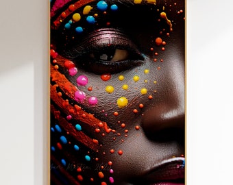 Afrikanischer Kunstdruck: Farbenfrohes Portrait (Digitaler Download)