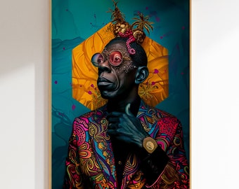 African Abstract Art Portrait: Colorful Wall Art (Digital Download)
