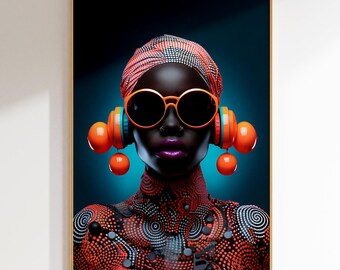 Impression d'art femme africaine : portrait noir fantastique (téléchargement numérique)