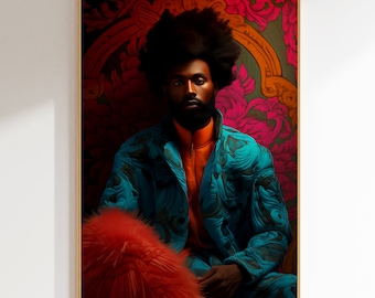 African Portrait Art, Colorful Wall Decor (Digital Download)