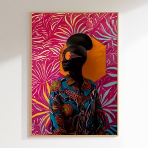 African Woman Art Print: Abstract Portrait, Colorful Wall Decor (Digital Download)