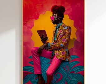 Impression d'art de la diaspora africaine : portrait coloré (téléchargement numérique)