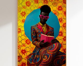 Impression d'art de la diaspora africaine : portrait coloré (téléchargement numérique)