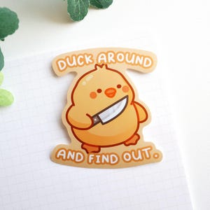 Duck Sticker, Duck Knife Meme Sticker, Funny Stickers, Waterproof Vinyl Sticker, Laptop Sticker, Water Bottle Sticker, Cute Duck Stickers