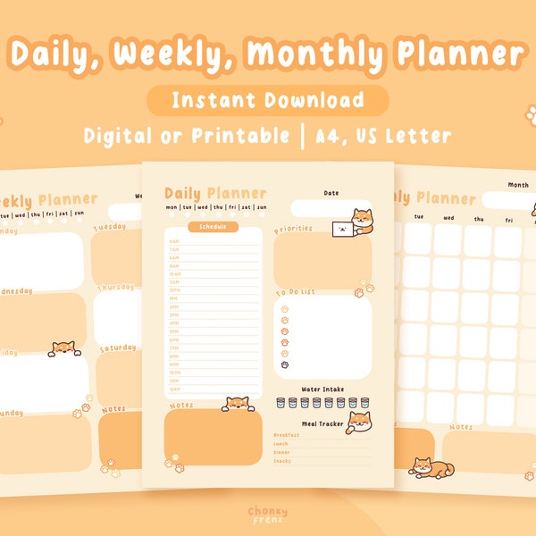Shiba Planner, Daily Planner, Weekly Planner, Monthly Planner, Shiba Inu, Printable Planner, Digital Planner, iPad Planner, Cute Planner