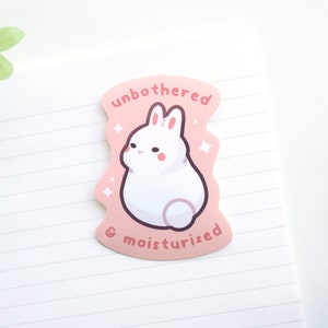 Ungeübter Befeuchtet, niedlicher Häschenaufkleber, lustiger Meme Aufkleber, Kawaii Häschen, Wasserflasche, wasserdichtes Vinyl, Häschenaufkleber, Laptopaufkleber