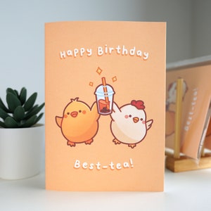 Carte de voeux d'anniversaire, Carte de voeux Boba, Meilleur ami, Bubble Tea, Jolies cartes de voeux, Carte de voeux Kawaii, Carte de voeux drôle, Jeux de mots