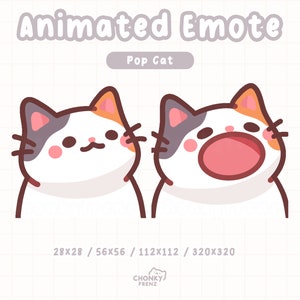 Animated Pop Cat Emote, Calico Cat Emote, Cute Twitch Emote, Discord/Stream Emotes, Kawaii Cat Emotes, Cat Meme Emote, Animated Cat Emotes
