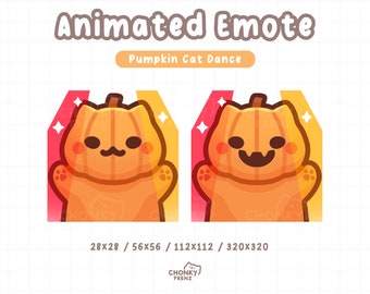 Animated Pumpkin Dance Emote, Pumpkin Cat Emote, Halloween Emote, Pumpkin Twitch Emote, Cat Party Rave Emote, Cute Stream/Discord Emotes
