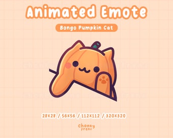 Animated Pumpkin Bongo Cat Emote, Bongo Cat Meme, Halloween Emote, Pumpkin Twitch Emote, Stream/Discord Emotes, Cute Cat Emote, Jackolantern