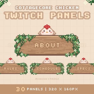 Cottagecore Wood Twitch Panels, Chicken Twitch Panels, Farm Twitch, Pixel Twitch Panels, Kawaii Stream Panels, Cute Twitch Panels, Foliage
