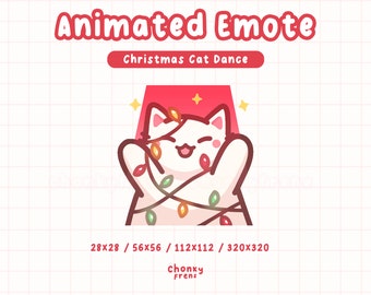 Animated Christmas Cat Emote, Cat Dance Party Emote, Rave Cat Emote, Cute Christmas Twitch Emote for Discord/Stream, Kawaii Cat Emotes