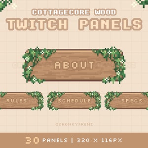 Cottagecore Wood Twitch Panels, Forest Twitch Panels, Foliage, Farm, Leaf, Pixel Art Stream Panels, Kawaii Twitch Panels, Cute Twitch Panels