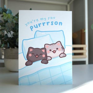 Tu es mon purrrson préféré, carte de Saint-Valentin chat, carte de voeux jeu de mots chat, jolies cartes de voeux, jolie carte de Saint-Valentin, cartes chat mignon