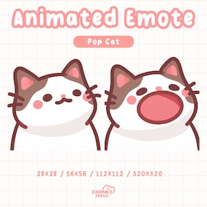 Animated Pop Cat Emote, Pop Cat Meme, Cute Twitch Emote, Discord/Stream Emotes, Kawaii Cat Emotes, Cat Meme Emote, Animated Cat Emotes