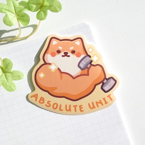 Sticker unité absolue, Sticker shiba chamois, Sticker salle de sport mignon, Shiba musculaire, Sticker bouteille d'eau, Motivation, Sticker entraînement, Haltérophilie