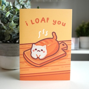 Je te fais plaisir, Carte de pain avec chat, Carte de Saint-Valentin avec chat, Carte de voeux avec jeu de mots chat, Jolies cartes de voeux, Jolie carte de Saint-Valentin, Cartes de chat mignon