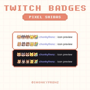 Shiba Twitch Badges, Shiba Inu Sub Badges, Pixel Twitch Badges, Cute Twitch Badges, Dog Sub/Bit Badges, Cute Sub Badges, Kawaii Sub Badges image 2