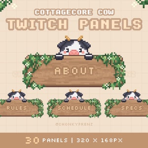 Cottagecore Wood Twitch Panels, Cow Twitch Panels, Farm Twitch Theme, Pixel Twitch Panels, Kawaii Stream Panels, Cute Twitch Panels, Foliage