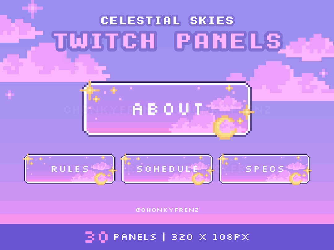 Celestial Skies Panels, Purple Twitch Panels, Moon & Stars, Clouds ...