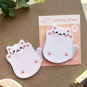 Cat Sticky Notes, Cute Kitty Memo Pad for Studying & Desk Organization, Kawaii Animal Stationery