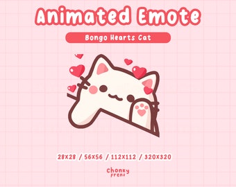 Animated Valentine Cat Emote, Bongo Cat Emote, Cat Emote, Cute Animated Twitch Emote, Discord/Stream Emote, Bongo Cat Meme, Cute Cat Emotes