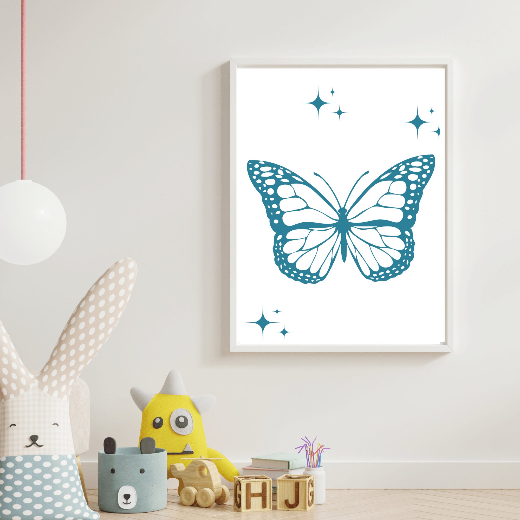 Blue Butterfly Decor Blue Butterfly Art Blue Butterfly Etsy