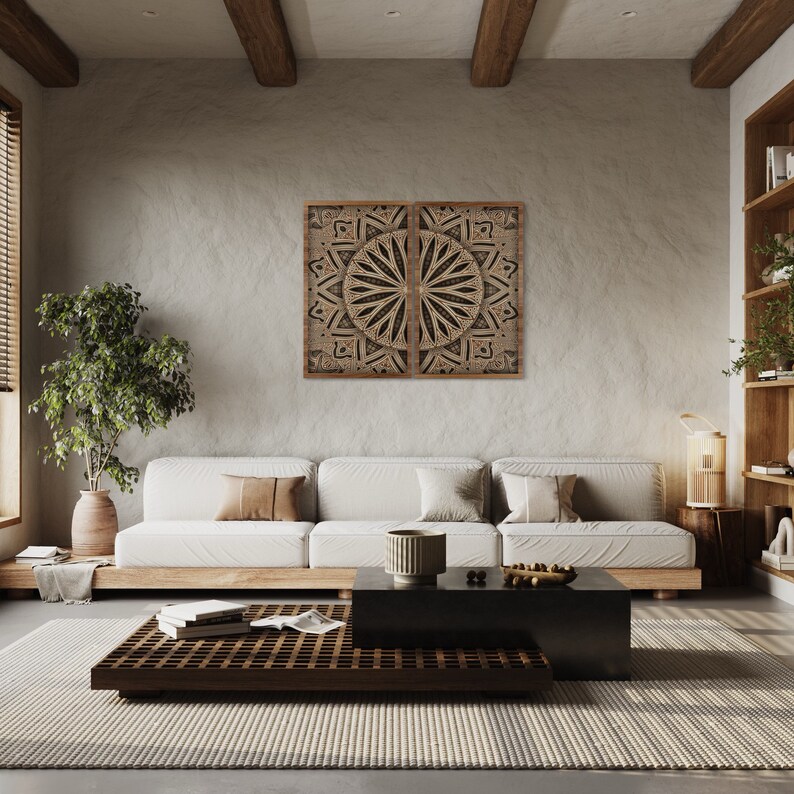 Image showcasing Sunburst Multi-layer Wood Wall Art 22 X 30 8 Layers Home Decor, Wall ...