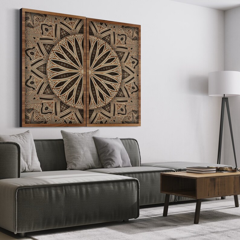 View of Sunburst Multi-layer Wood Wall Art 22 X 30 8 Layers Home Decor, Wall ...