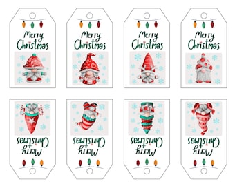 Christmas Gnome Gift Tags, Holiday Ribbon Set of 16