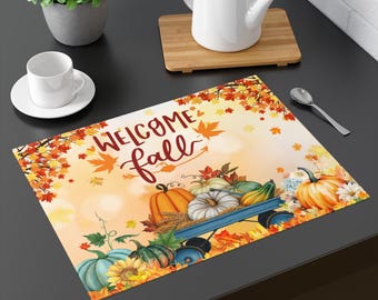 Welcome Fall pumpkin harvest Placemat | Autumn table décor