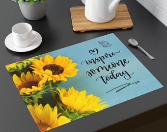 Sunflowers "Inspire Someone Today" Placemat | Floral Kitchen Décor