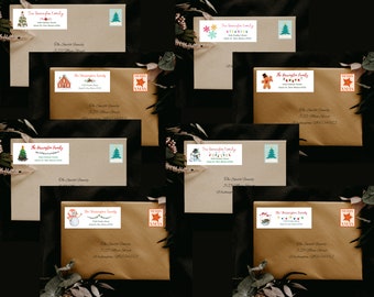 Personalized Christmas Return Address Labels, Holiday Stickers