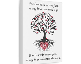 Tree of Hearts quote Matte Canvas | Family Roots wall art