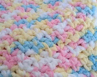 Custom Crocheted Baby Blanket: Bernat Yarn, Personalized Colors