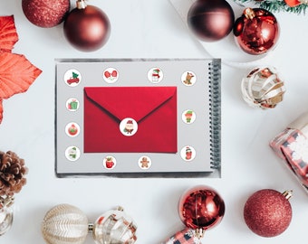 Festive Christmas Stickers: Holiday Card Envelope Seals