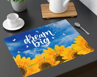 Dream Big Sunflowers Placemat | Inspirational Kitchen Decor