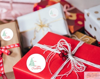 Christmas Tree Gift Labels, Holiday Stickers (12 per sheet)