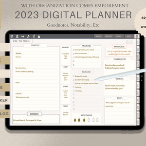 Digital Planner 2023, Monthly, Weekly, and Daily Planner, Hyperlinked Digital Planner, Goodnotes, Notability, iPad Planner.
