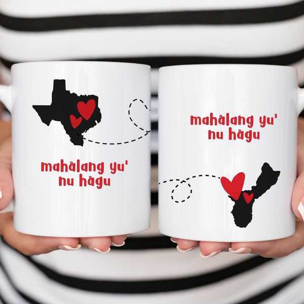 I Miss You Coffee Mug Guåhan (Guam) Mug Texas to Guam I Miss You Coffee Mug Guam Gift Set Guamanian Mug Thinking of You Gift for Best Friend