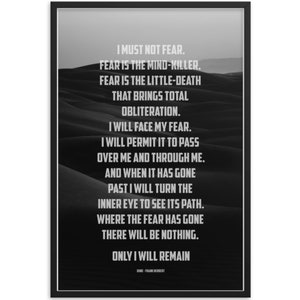 Fear Is The Mind Killer Quote Digital Print | Dune | Frank Herbert |