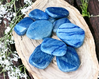 Dumortierite Blue Quartz smoothstones! self belief, alleviate fear and  encourage creativity and expression. Uplifting, hope XL 35-50mm