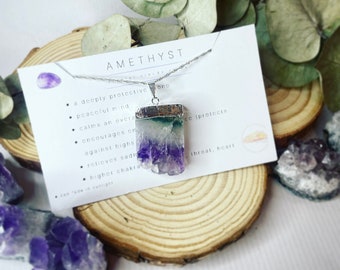 Amethyst Slice Necklace, sterling silver, silver chain, gemstone necklace,ethically sourced, gift message