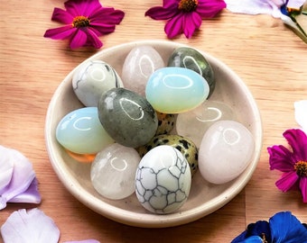 Crystal Easter Eggs, Crystal Mini Eggs, Easter Gift, mini eggs, tumble stone crystal, ethically sourced, candle and crystal set,